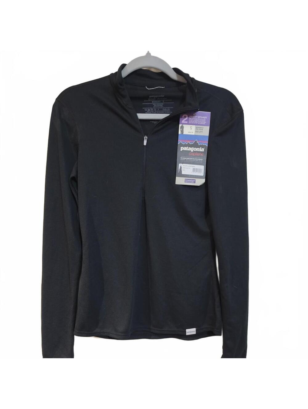 Patagonia Capilene 2 Lightweight Women's Small Black 1/4 Zip Polartec Pullover